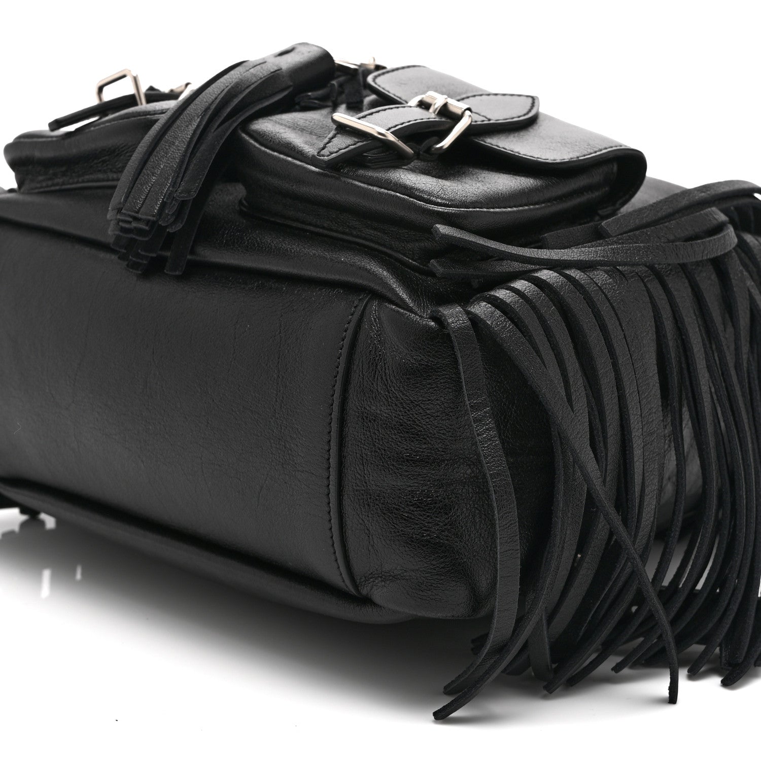 Saint Laurent Calfskin Fringe Festival Backpack Black 10 of 10