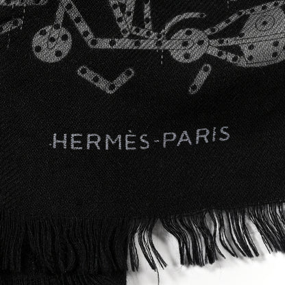 Hermes Silk Cashmere Stole Black 3 of 13