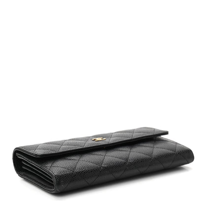 Chanel Caviar Quilted Large Gusset Flap Wallet Black 4 of 10
