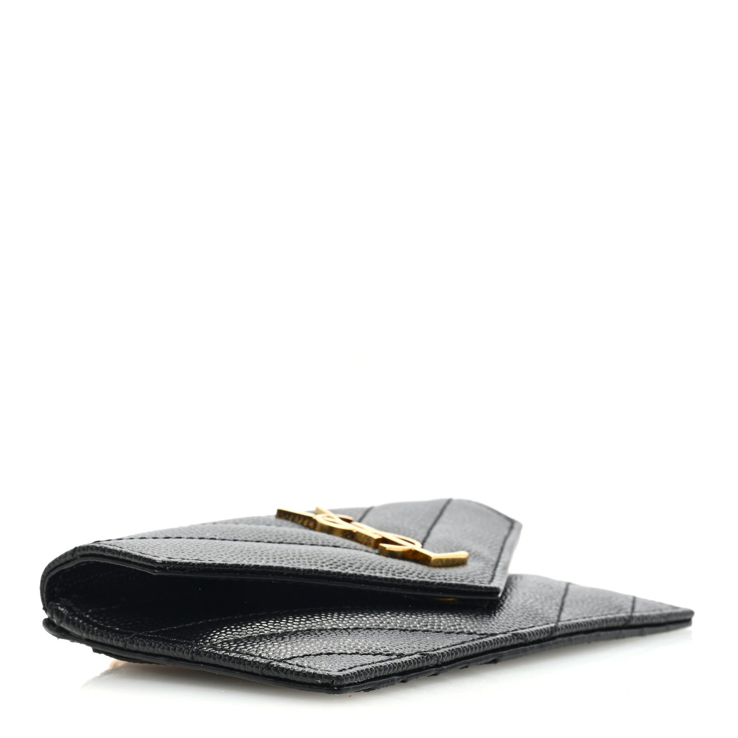 Grain De Poudre Matelasse Chevron Monogram Compact Wallet Black