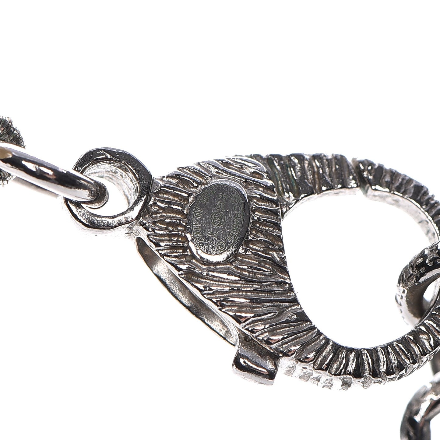 Pearl Crystal CC Long Necklace Black Silver