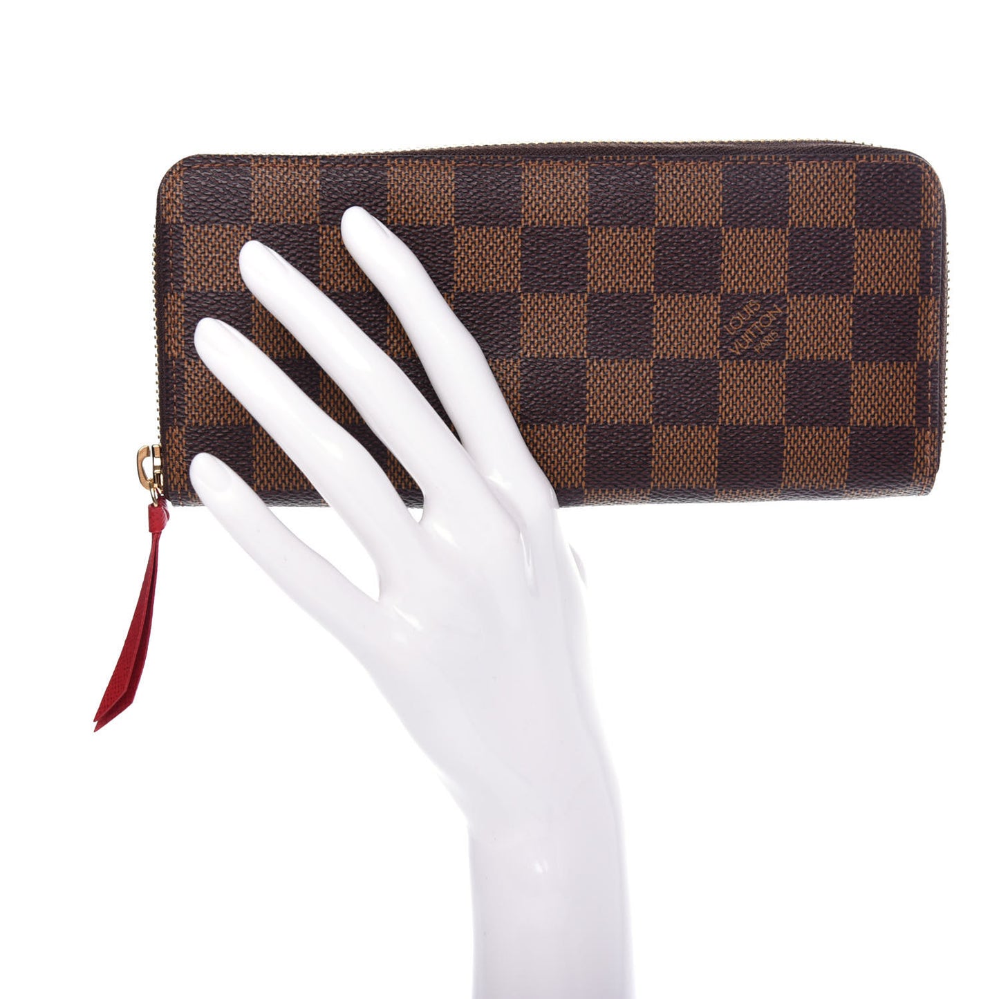Damier Ebene Clemence Wallet Cherry