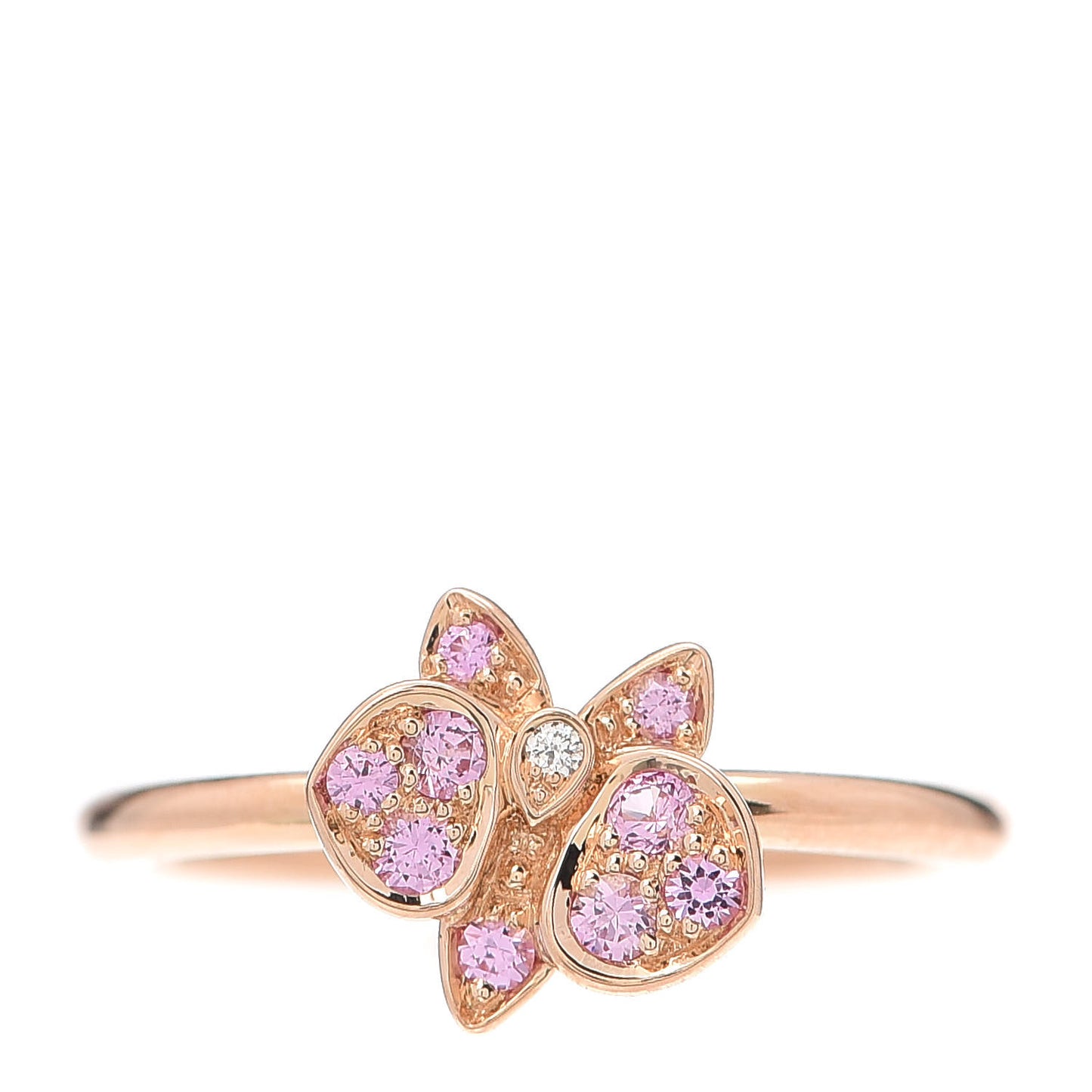18K Pink Gold Diamond Pink Sapphire Caresse D'Orchidees Par Ring 50 5.25