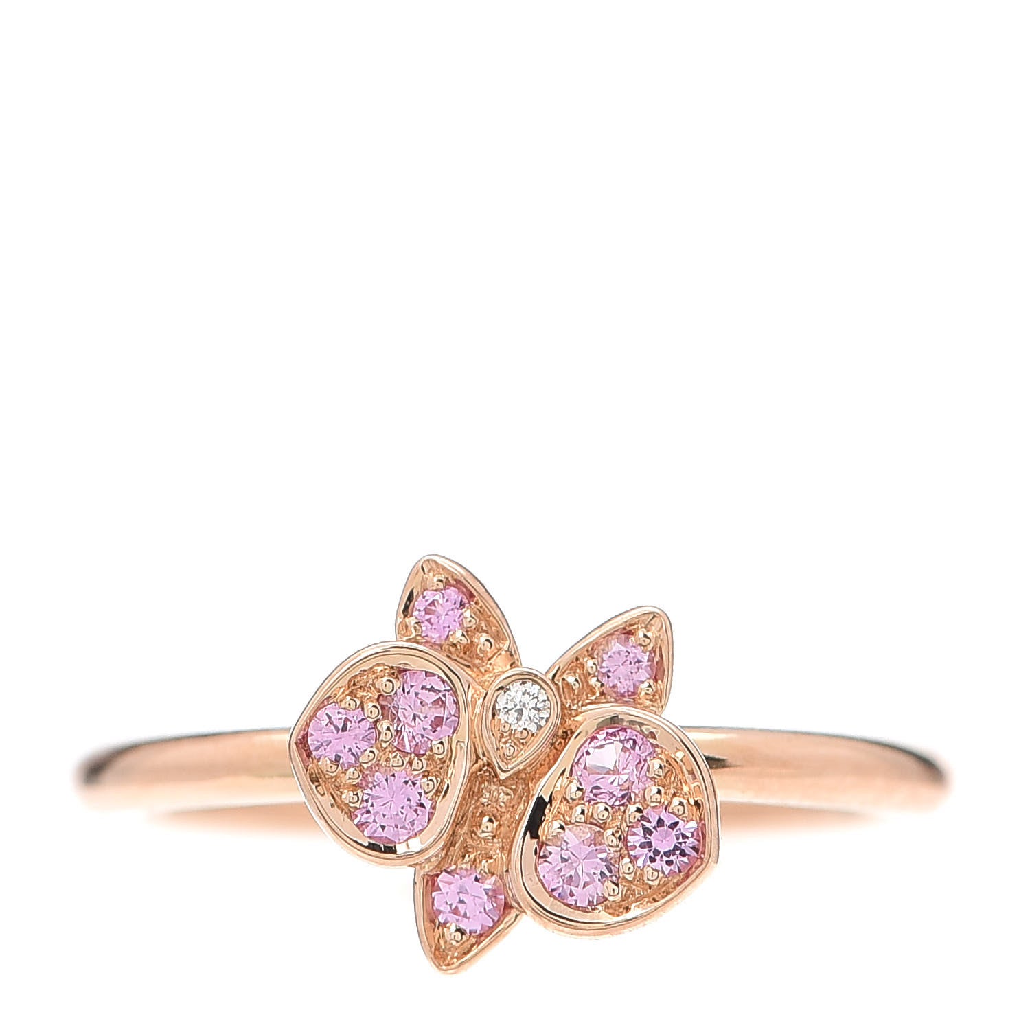 Cartier 18K Pink Gold Diamond Pink Sapphire Caresse D'Orchidees Par Ring 50 5.25 1 of 7