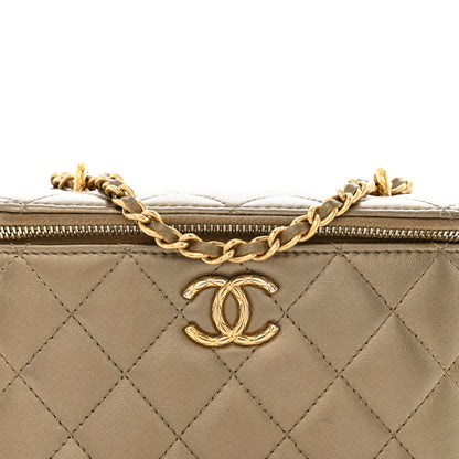 Chanel Metallic Lambskin Quilted Small CC Vanity Case With Chain Gold Gold 8 of 14