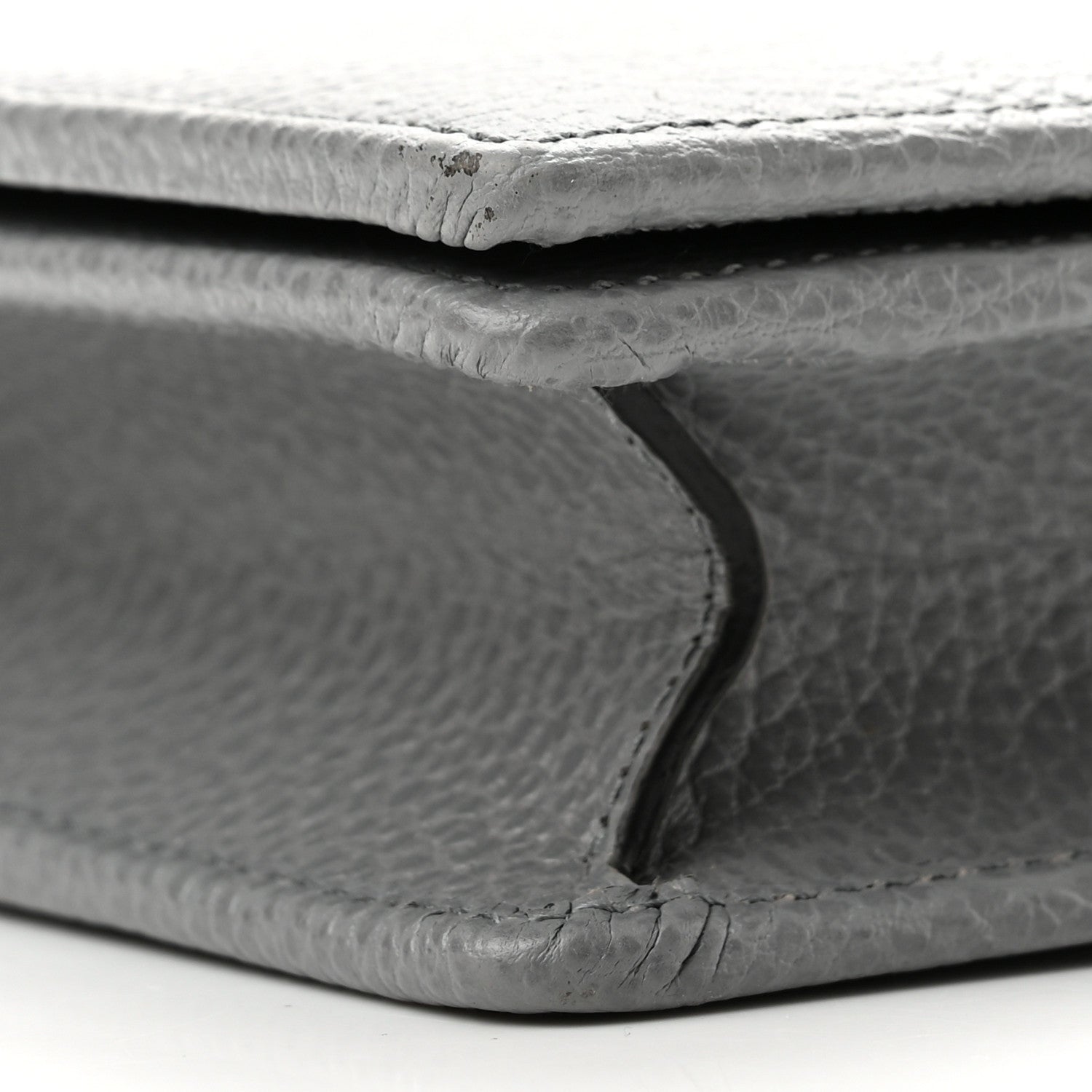 Gucci Dollar Calfskin Enamel Monochrome Mini GG Marmont Chain Wallet Deep Grey 9 of 12