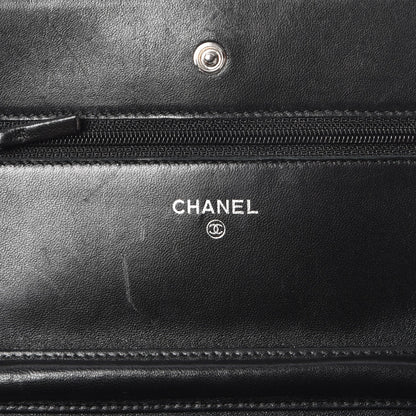 Chanel Lambskin Quilted Wallet On Chain WOC Black 6 of 12