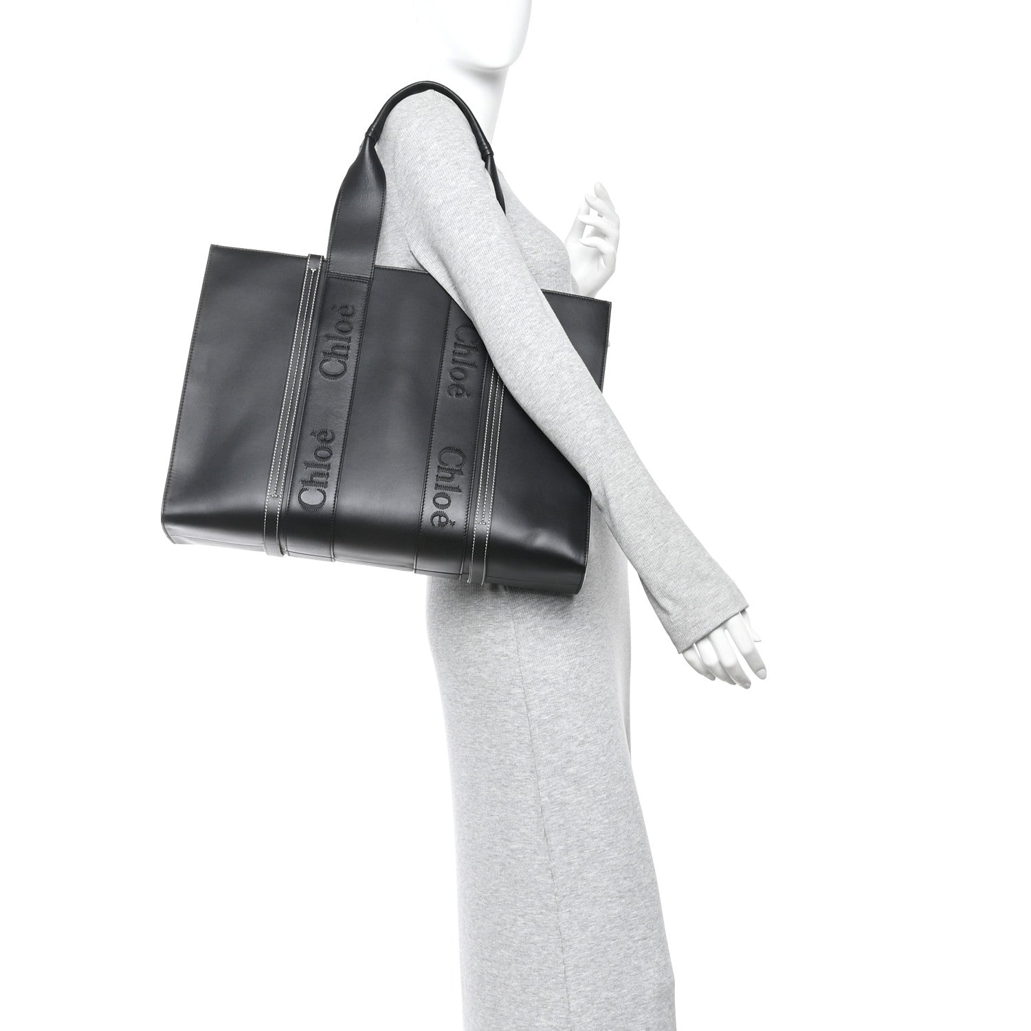 Chloe Calfskin Large Woody Tote Black 2 of 13