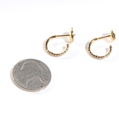 Tiffany 18K Yellow Gold Diamond Small Metro Hoop Earrings 2 of 6