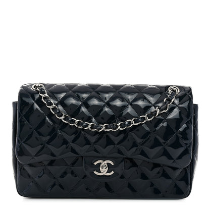 Chanel Patent Quilted Jumbo Double Flap Navy 1 of 11