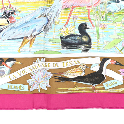Hermes Silk La Vie Sauvage Du Texas Scarf 90 Rose Indien Tabac Vert 2 of 10