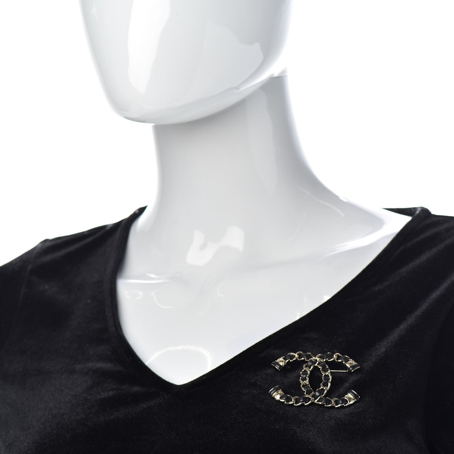 Chanel Lambskin Chain CC Brooch Black Gold 2 of 4