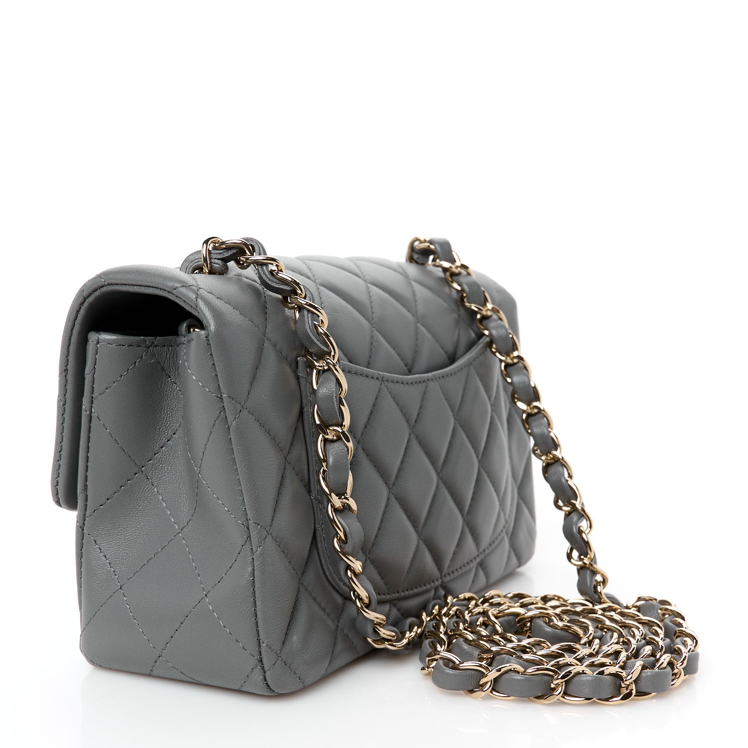Chanel Lambskin Quilted Mini Rectangular Flap Dark Grey 3 of 12