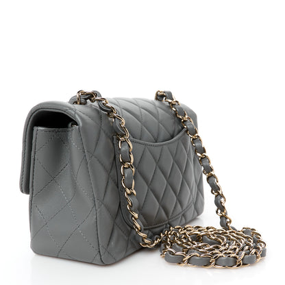 Chanel Lambskin Quilted Mini Rectangular Flap Dark Grey 3 of 12