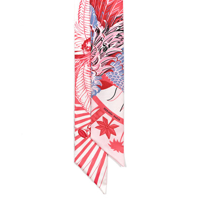 Hermes Silk Mythiques Phoenix Coloriages Twilly Blanc Corail Blue Jean 2 of 3