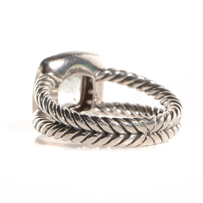 David Yurman Sterling Silver Diamond Prasiolite 7mm Petite Albion Ring 53 6.5 3 of 5