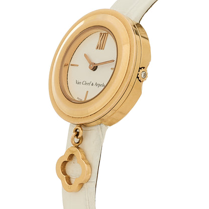 Van Cleef & Arpels 18K Rose Gold Alligator 25mm Charms Quartz Watch 6 of 10