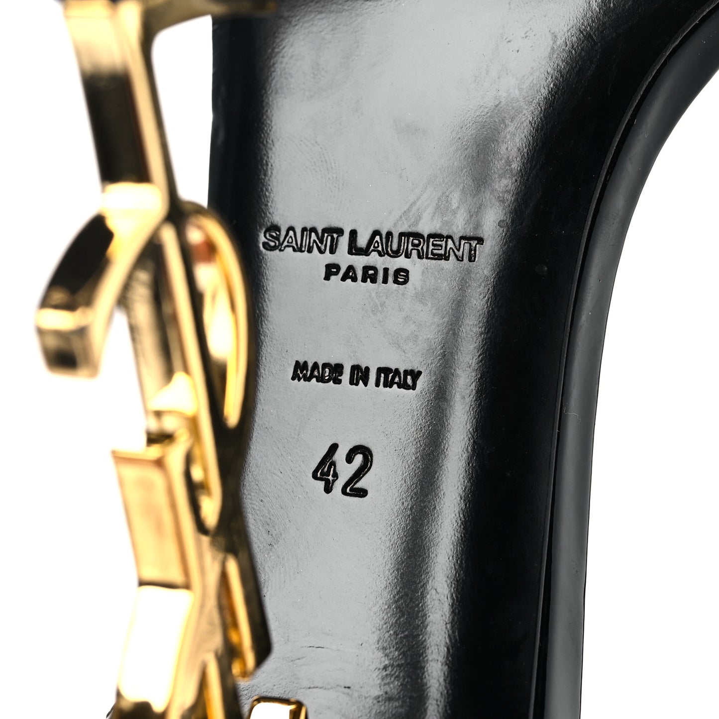 Patent Calfskin Opyum 110 Sandals 42 Black Gold