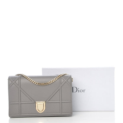 Christian Dior Grained Calfskin Diorama Wallet on Chain Pouch Gris 9 of 9