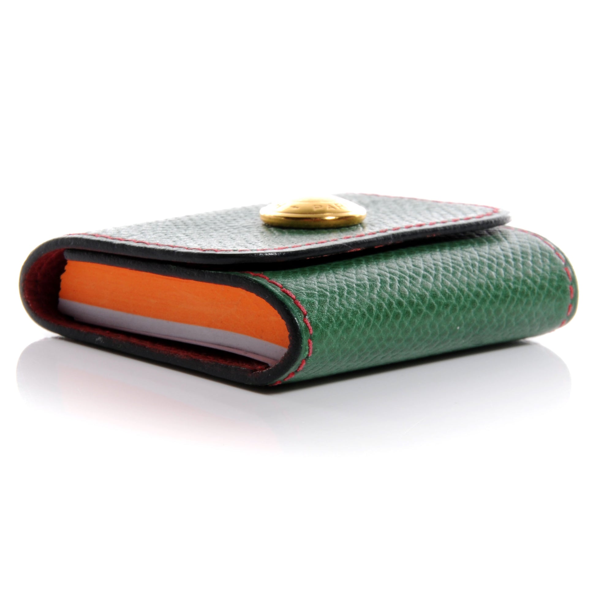 Hermes Courchevel Post It Notepad Holder PM w Refill Vert Clair and Rouge Vif 4 of 7