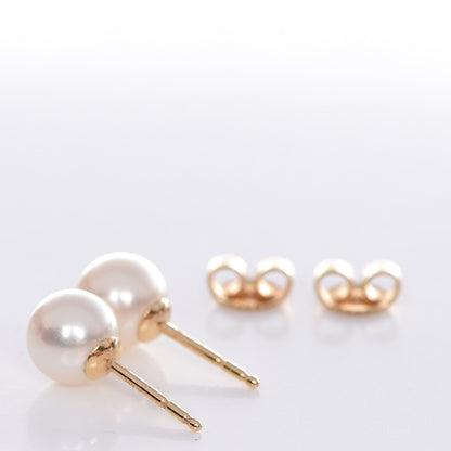 Mikimoto 18K Yellow Gold Akoya Pearl 7-7.5mm Stud Earrings 5 of 6