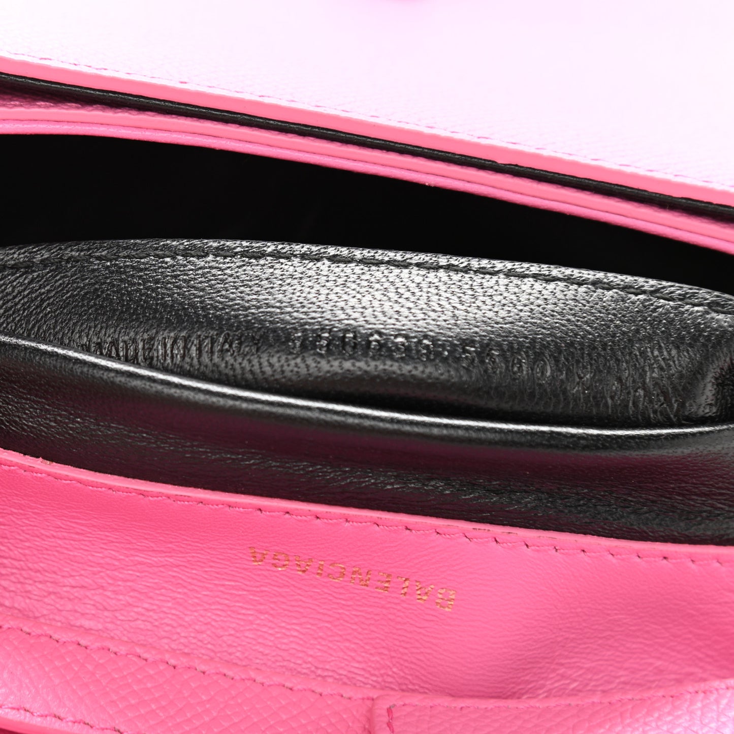 Signature Grained Calfskin Logo Print Ville Day Bag XS Rose Bubblegum Black