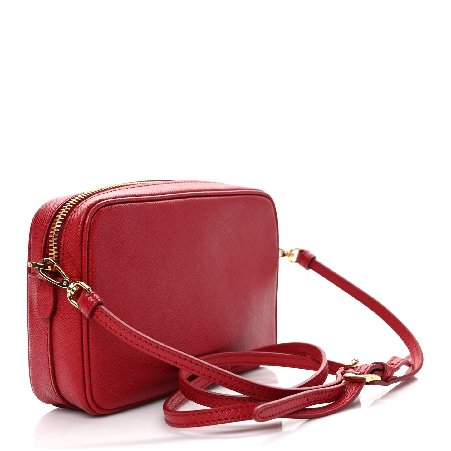 Saffiano Lux Small Camera Crossbody Bag Fuoco
