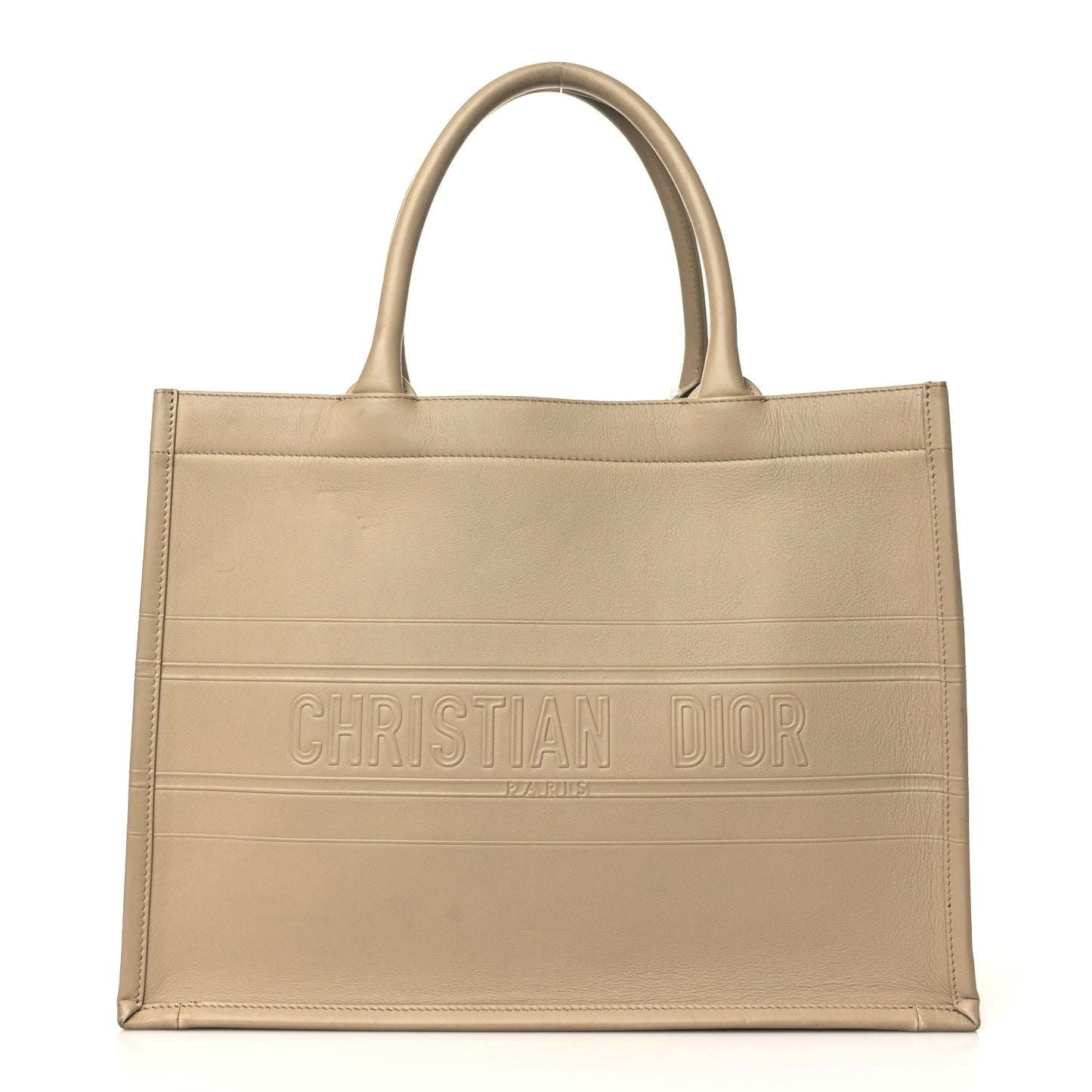 Calfskin Embossed Medium Book Tote Beige