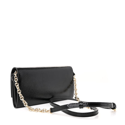 Burberry Patent Grainy Calfskin Henley Wallet On Chain Black 3 of 12