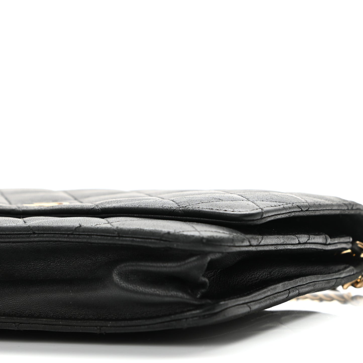 Lambskin Quilted Wallet On Chain WOC Black