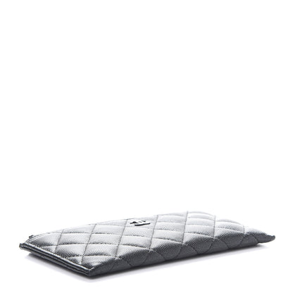 Chanel Iridescent Caviar Quilted Classic Zip Pouch Black 4 of 13