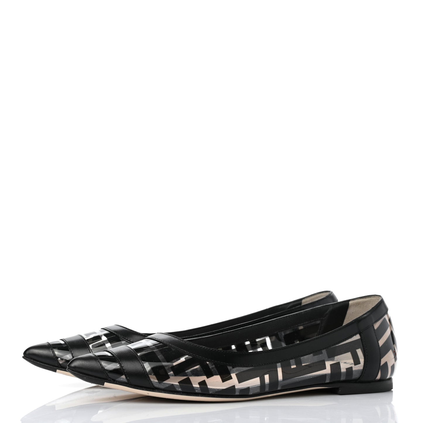 PVC Calfskin FF Colibri Ballerina Flats 36 Black
