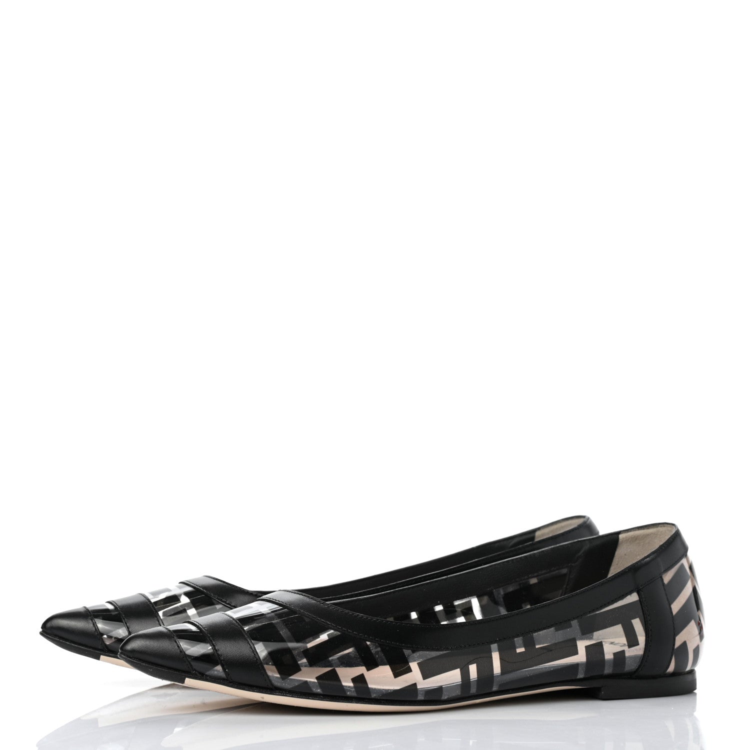 Fendi PVC Calfskin FF Colibri Ballerina Flats 36 Black 3 of 8