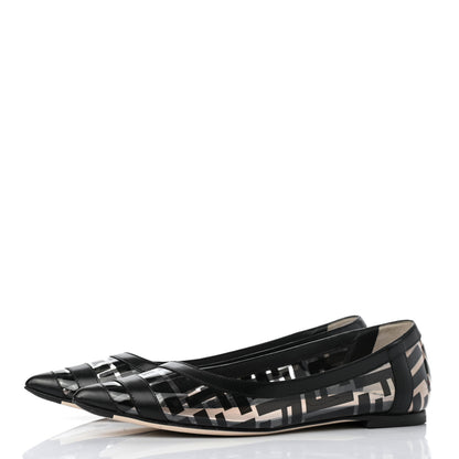 Fendi PVC Calfskin FF Colibri Ballerina Flats 36 Black 3 of 8
