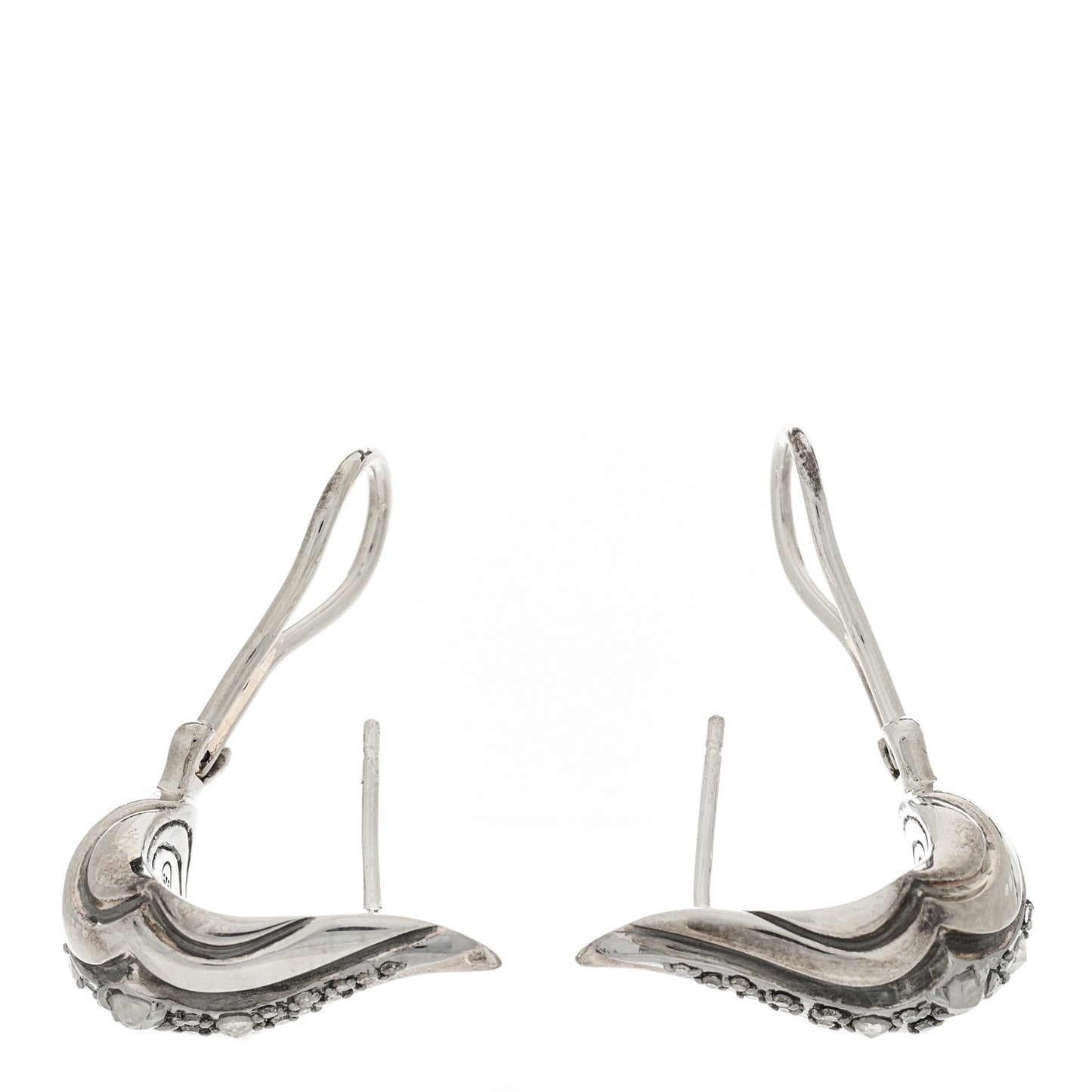 Sterling Silver Diamond Lahar Wing Stud Earrings