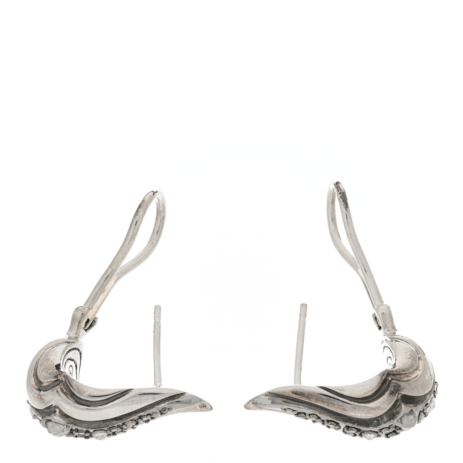 John Hardy Sterling Silver Diamond Lahar Wing Stud Earrings 3 of 5