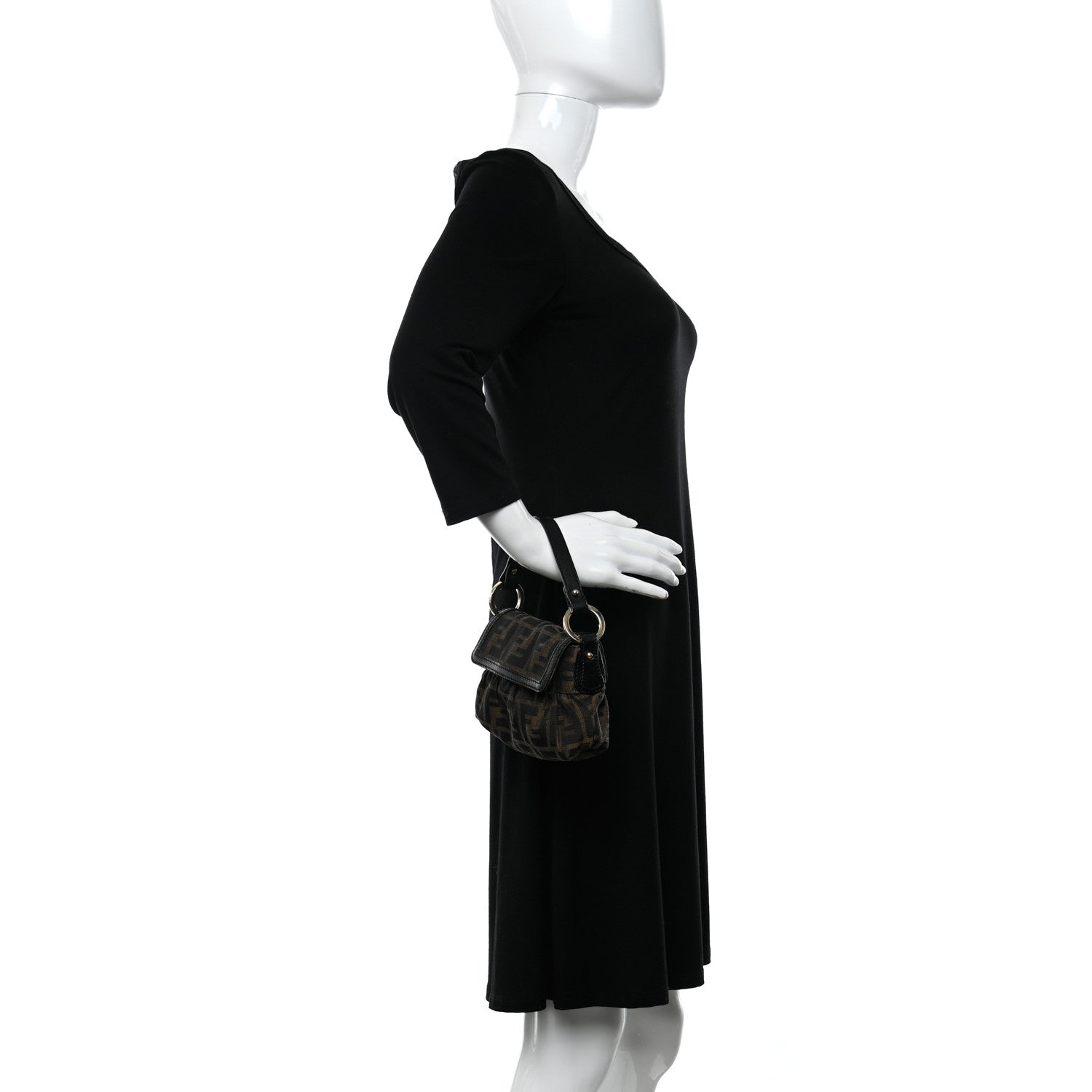 Fendi Zucca Mini Chef Shoulder Bag Tobacco Black 2 of 10
