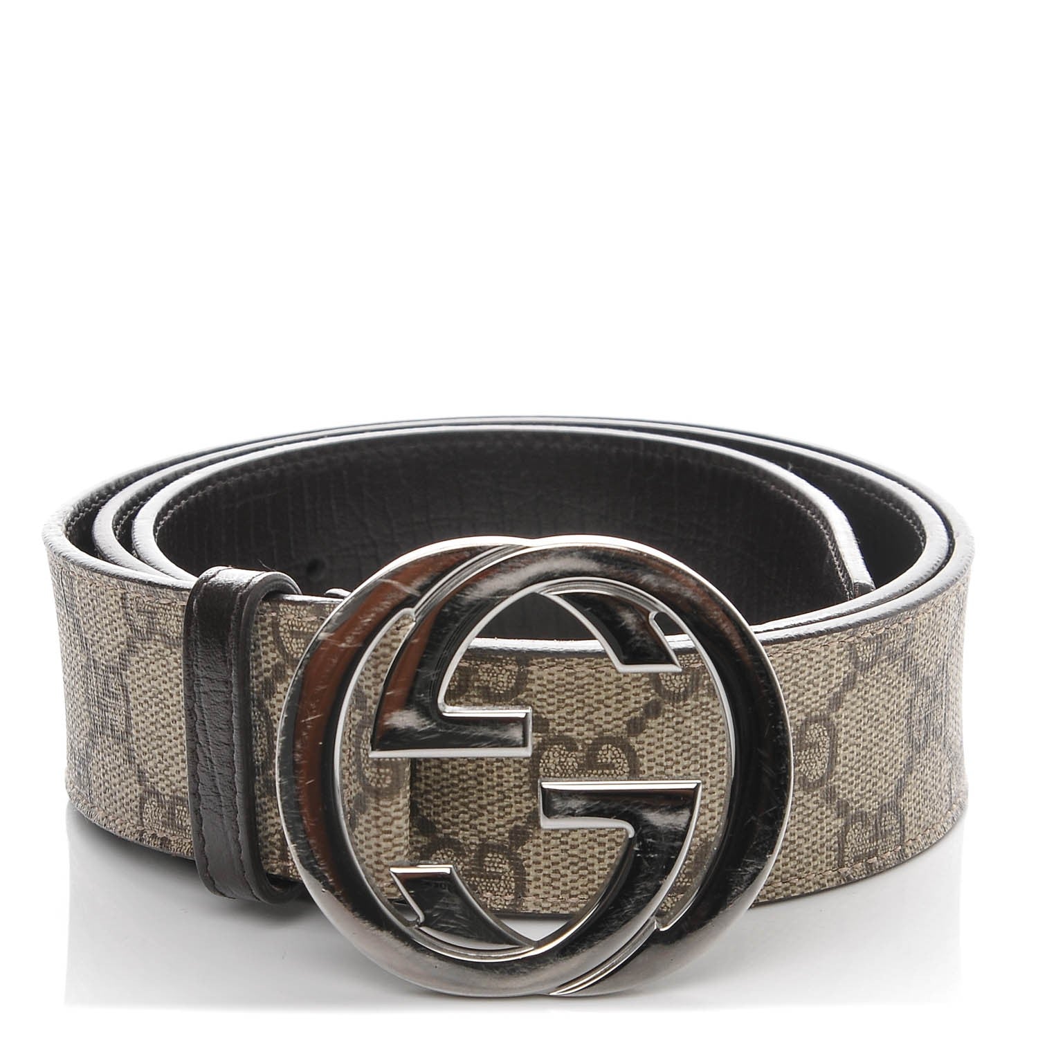 Gucci GG Plus Monogram Interlocking G Belt 95 38 Dark Brown 1 of 7
