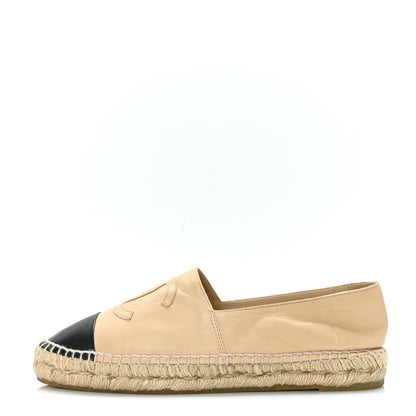 Chanel Lambskin CC Espadrilles 40 Beige Black 1 of 7