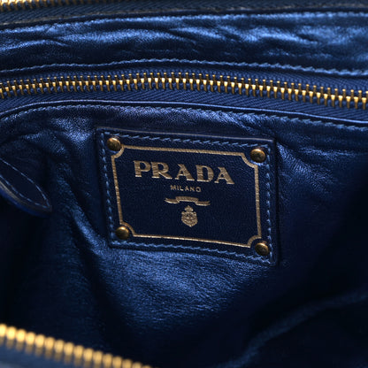 Prada Metallic Snakeskin Jeweled Clutch Denim 6 of 9