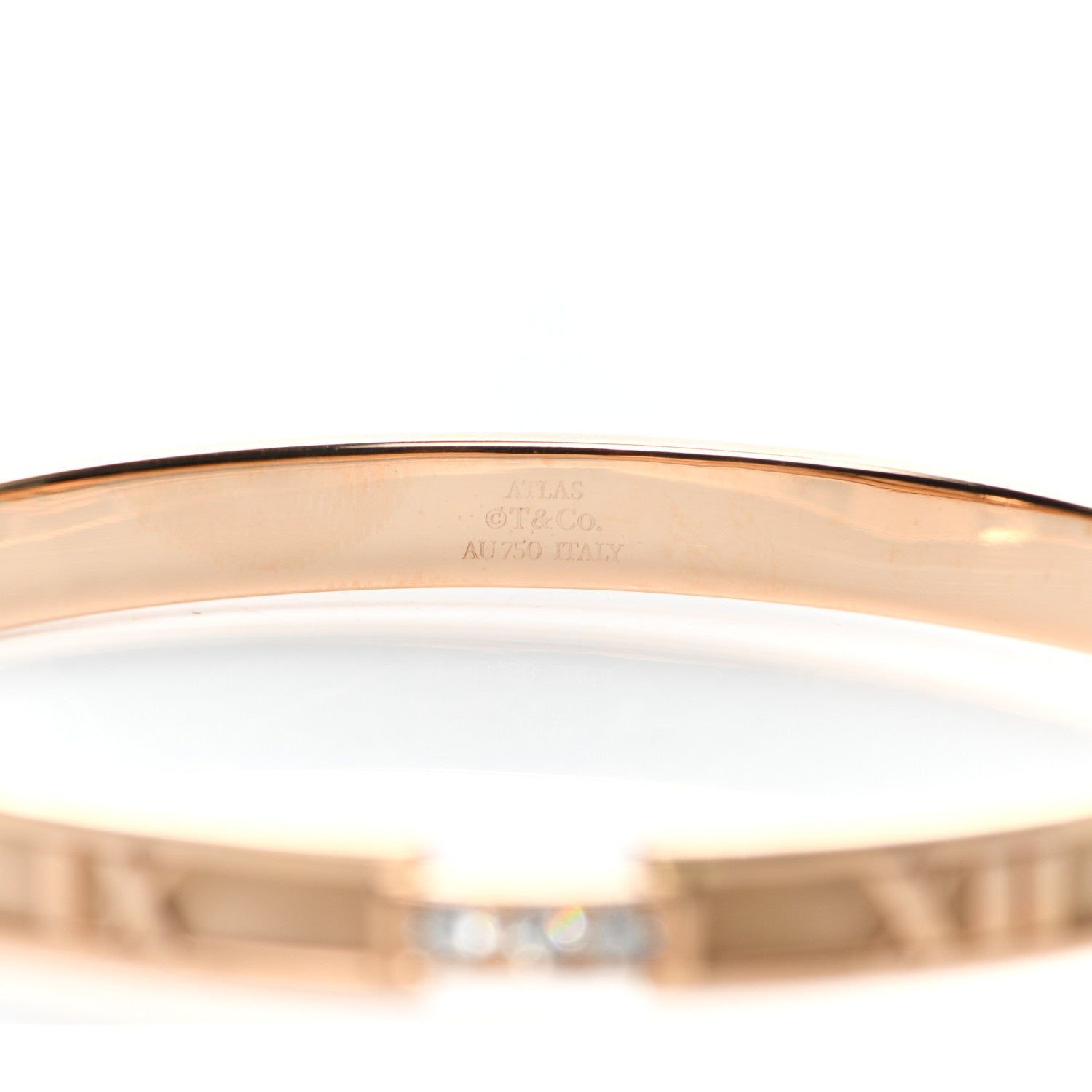 Tiffany 18K Rose Gold Diamond Atlas Closed Hinged Bangle Bracelet 5 of 6