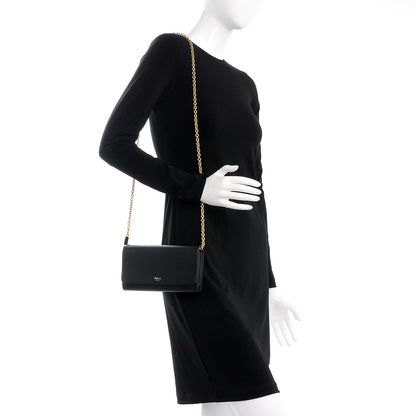 Mulberry Small Classic Grain Calfskin Continental Clutch Chain Wallet Black 2 of 7