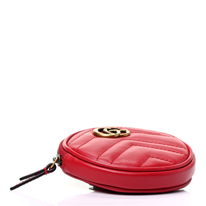 Gucci Calfskin Matelasse GG Marmont Round Coin Purse Hibiscus Red 3 of 4