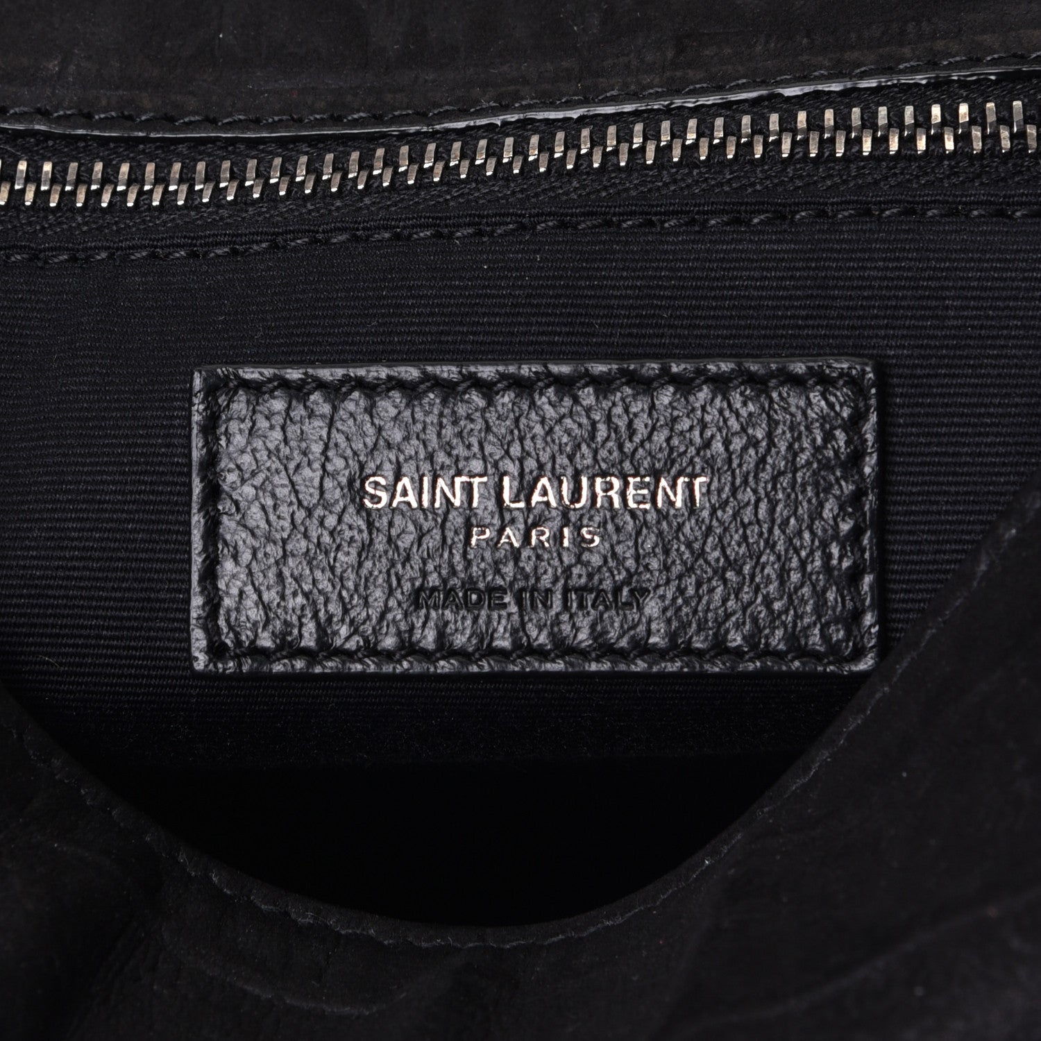 Saint Laurent Nubuck Crocodile Embossed Monogram Medium Niki Chain Satchel Black 10 of 10