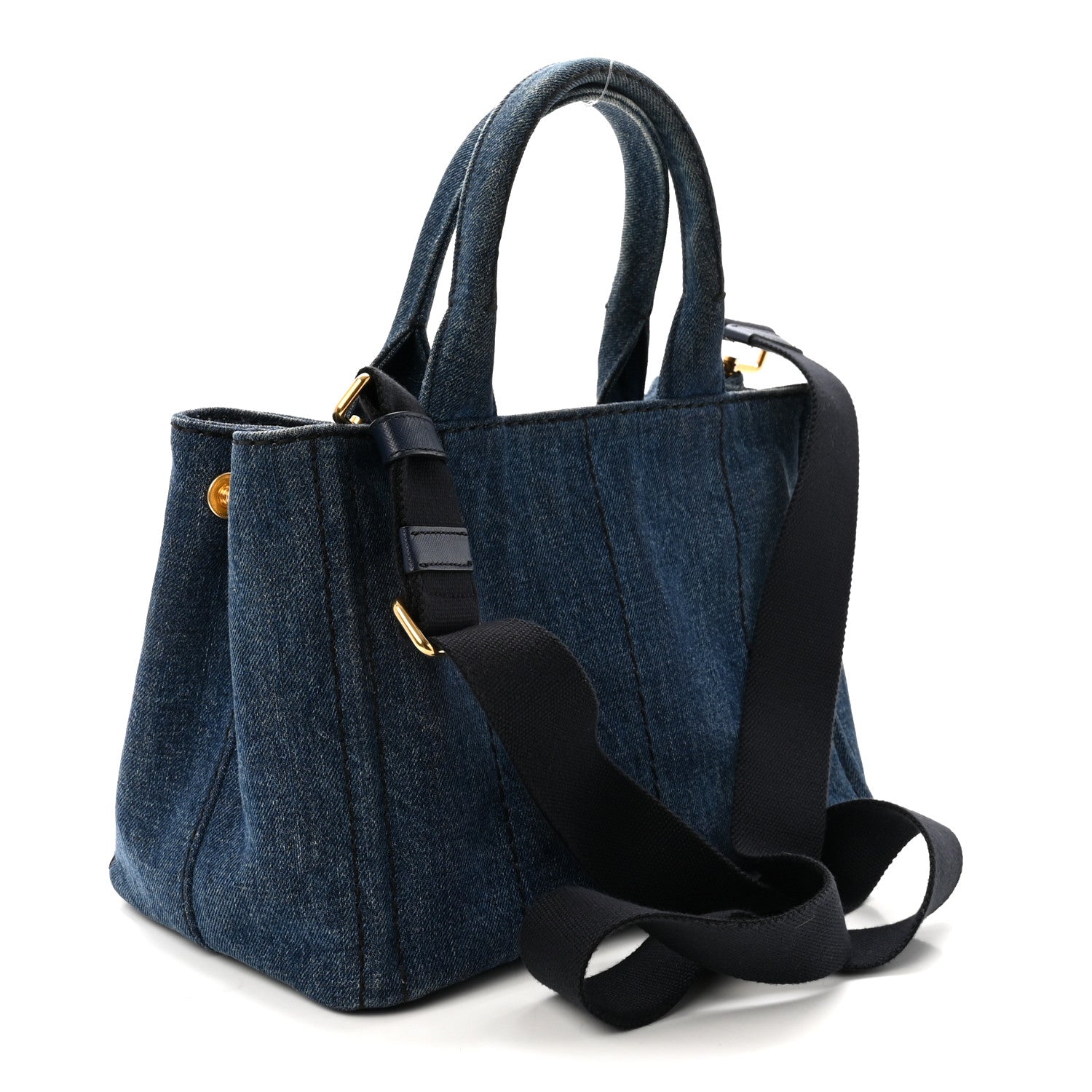 Prada Denim Small Logo Tote Bleu 3 of 9