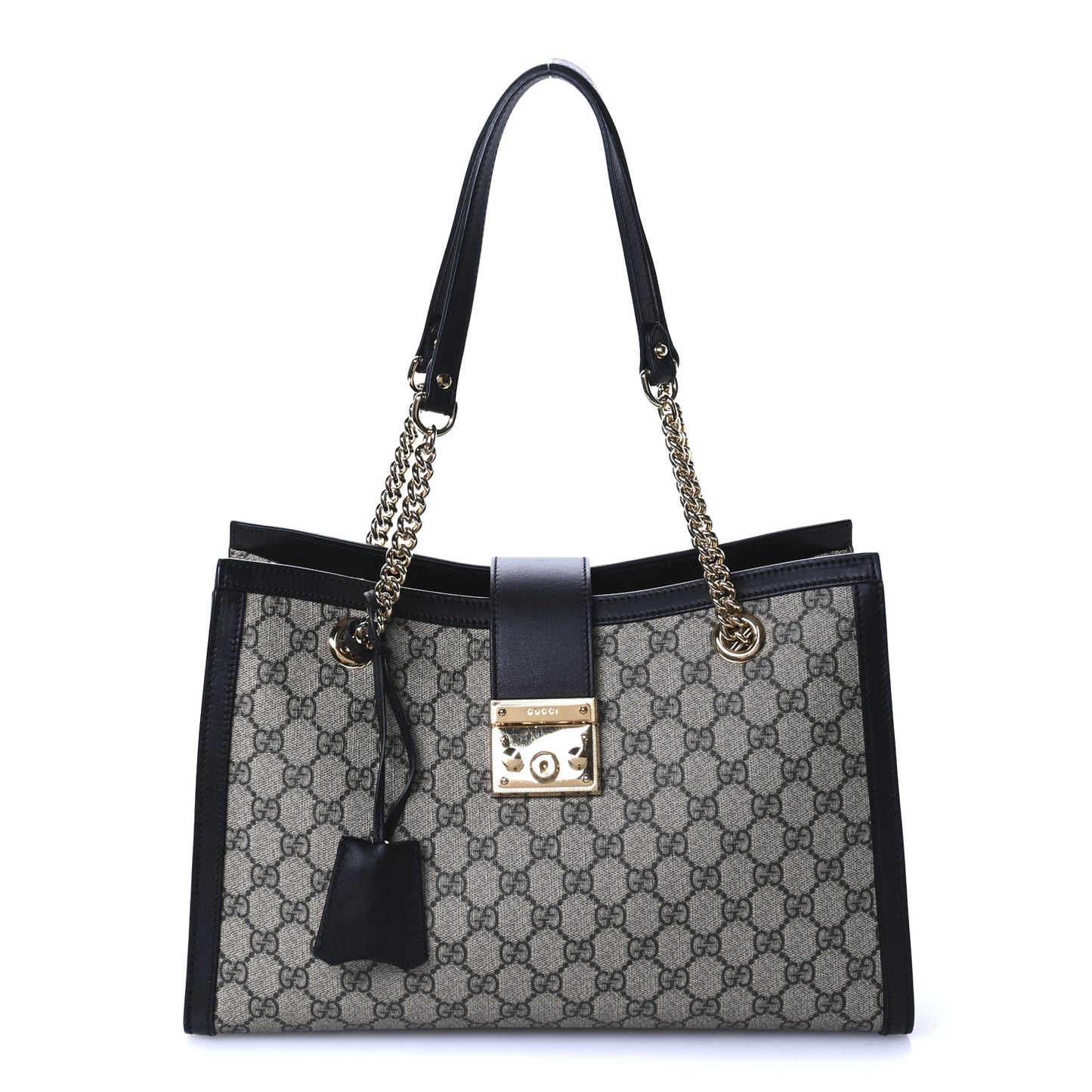GG Supreme Monogram Medium Padlock Tote Black