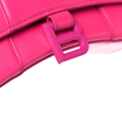 Balenciaga Shiny Box Calfskin Tonal B Hourglass Top Handle Bag XS Fuchsia 17 of 18