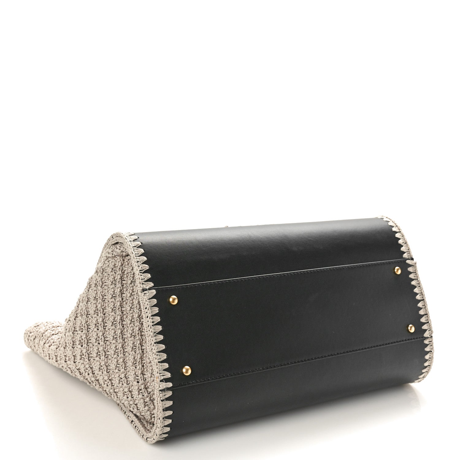 Chanel Calfskin Knit Medium Deauville Tote Black Grey 4 of 10