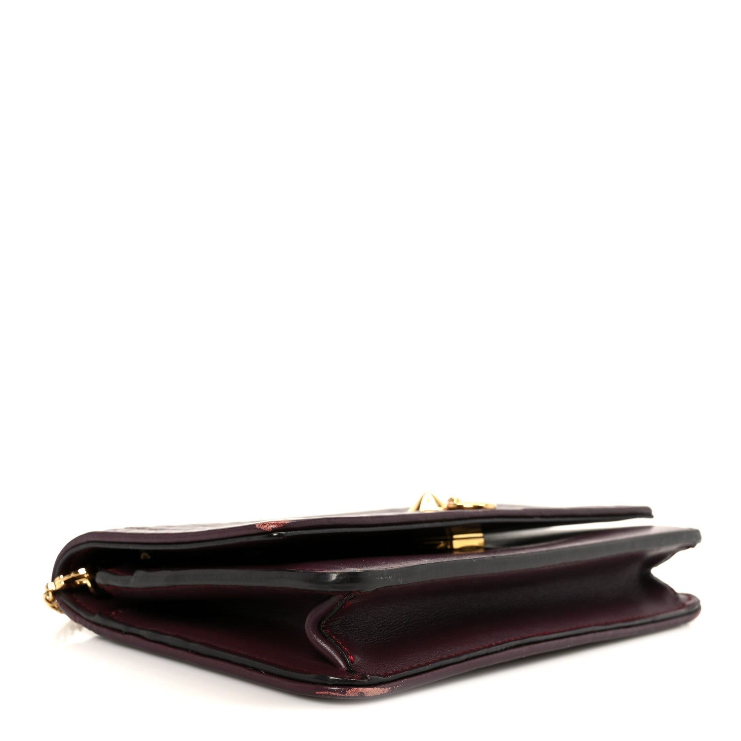 Fendi Shiny Nappa Trapuntata Dotcom Tube Wallet On Chain Bordeaux 4 of 13