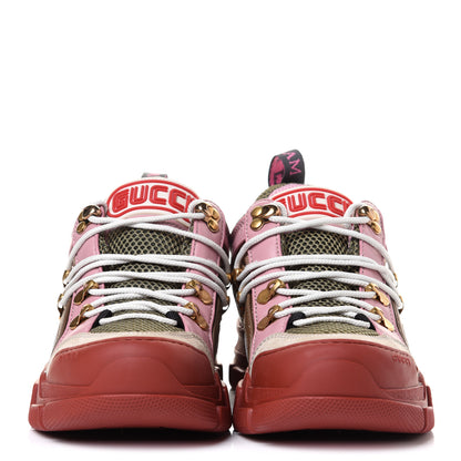Gucci X SEGA Mesh Canvas Calfskin Womens Flashtrek Sneakers 36.5 Military Oatmeal Carmine Rose Ardesia 2 of 10
